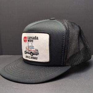 Canada Wire,Simcoe Ontario Black Mesh, Snapback Trucker Hat.